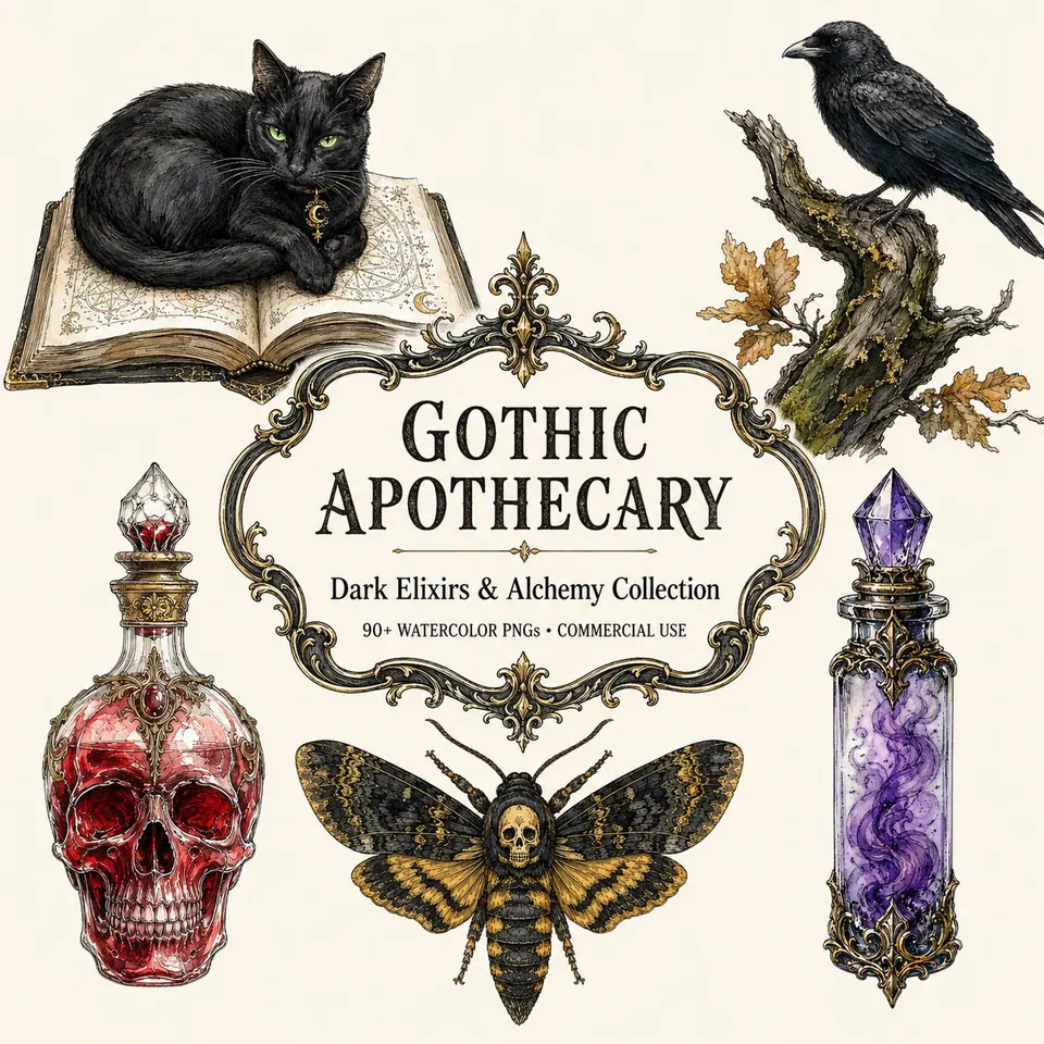 Gothic Autumn Apothecary — cover of the VintageHauntArt collection