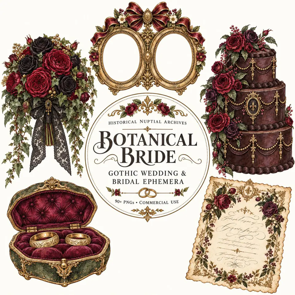 Gothic Botanical Bride — cover of the VintageHauntArt collection