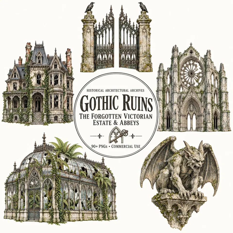 Gothic Ruins & the Forgotten Estate — cover of the VintageHauntArt collection