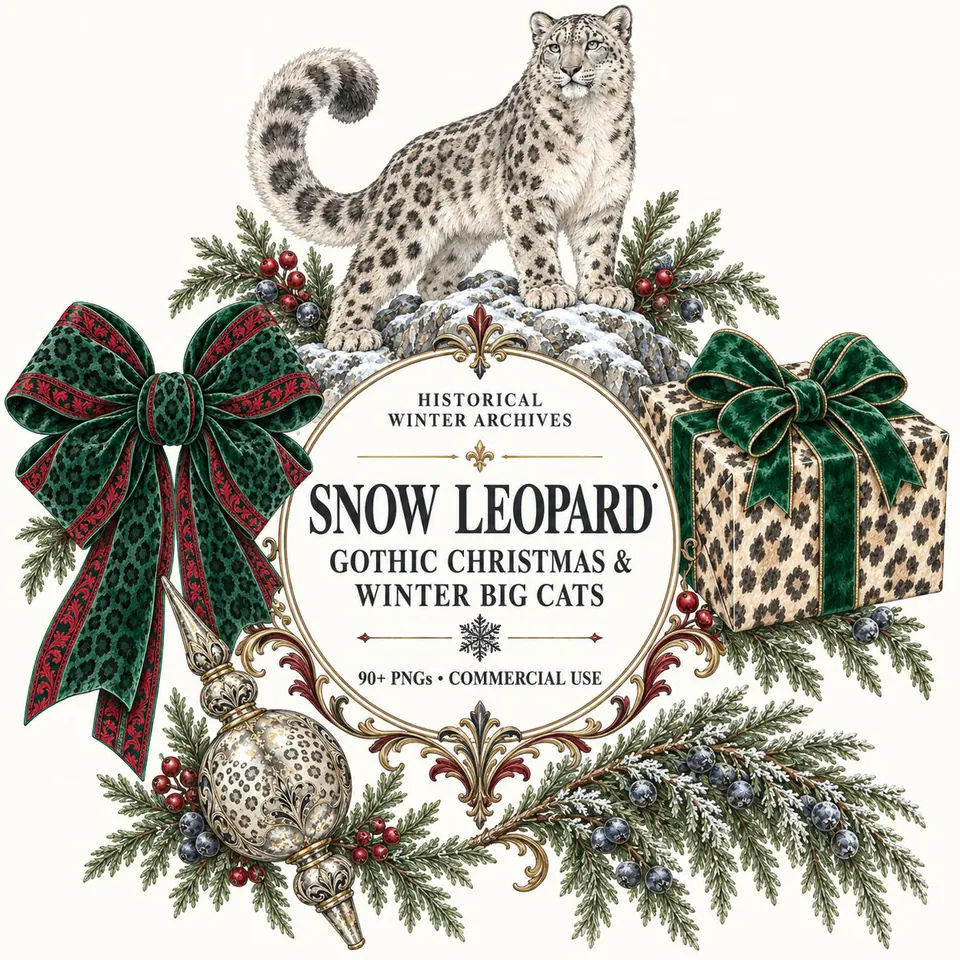 Snow Leopard Gothic Christmas — cover of the VintageHauntArt collection