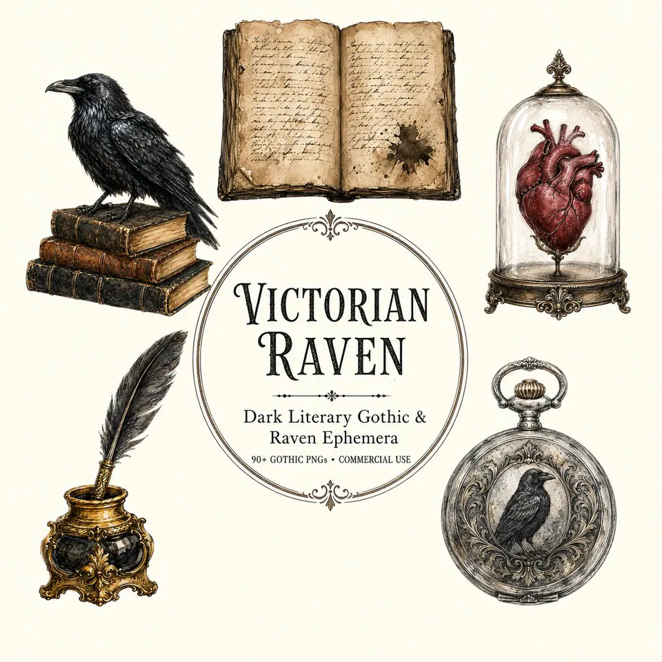 The Victorian Raven — cover of the VintageHauntArt collection