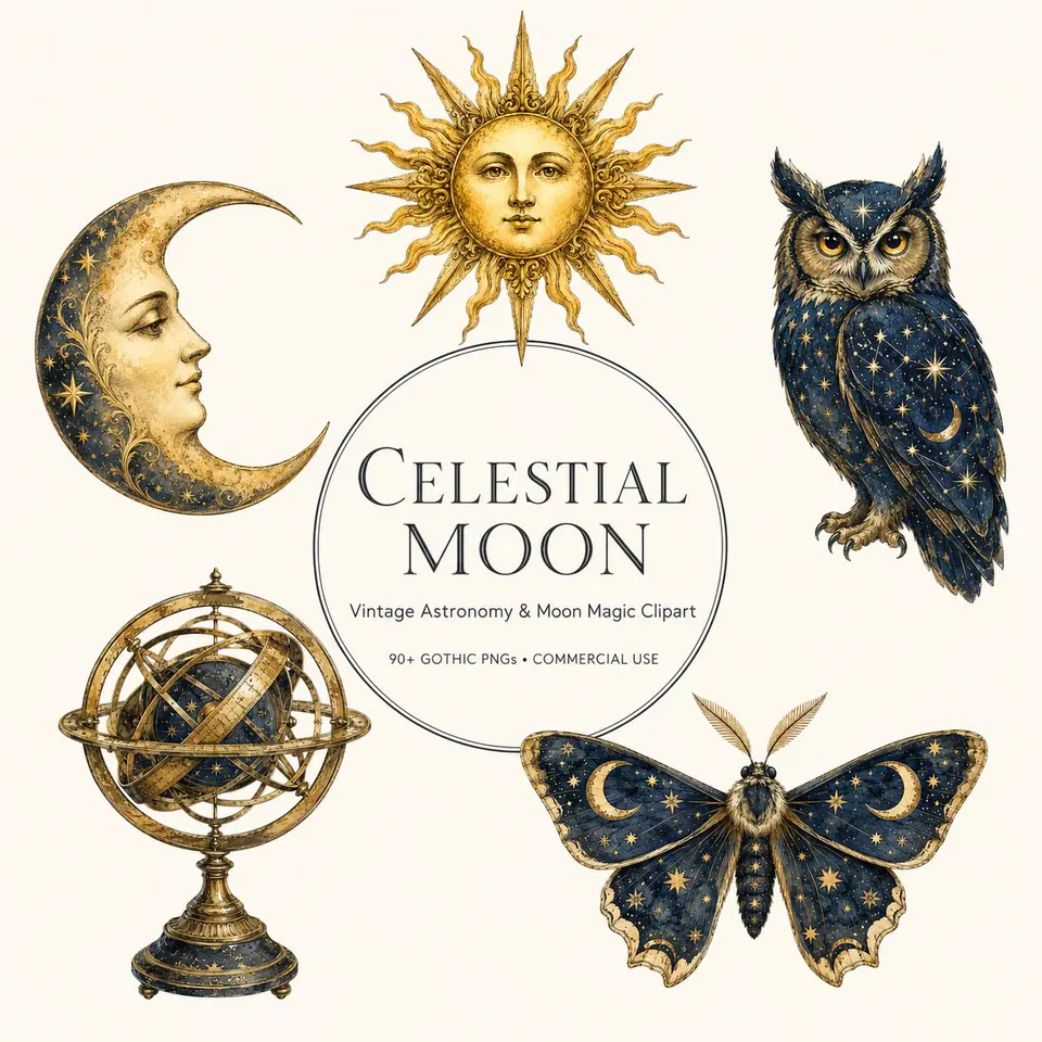 Vintage Celestial Moon Magic — cover of the VintageHauntArt collection