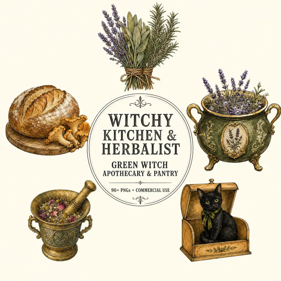 Witchy Kitchen & Herbalist — cover of the VintageHauntArt collection